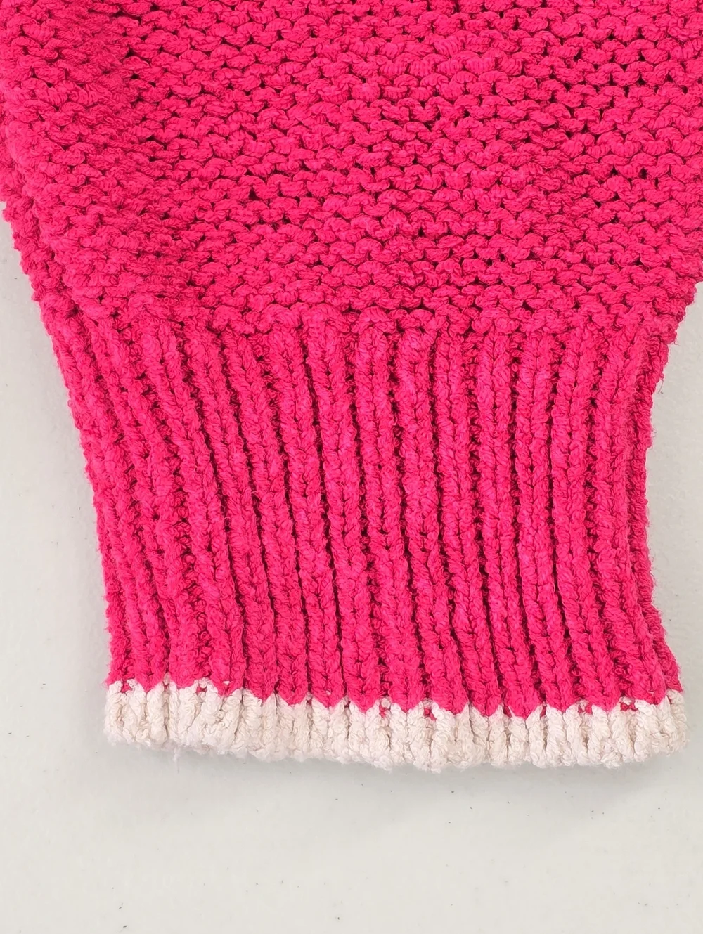 J.Crew Re-Imagined Tipped Beach Sweater Hot Pink Size XL